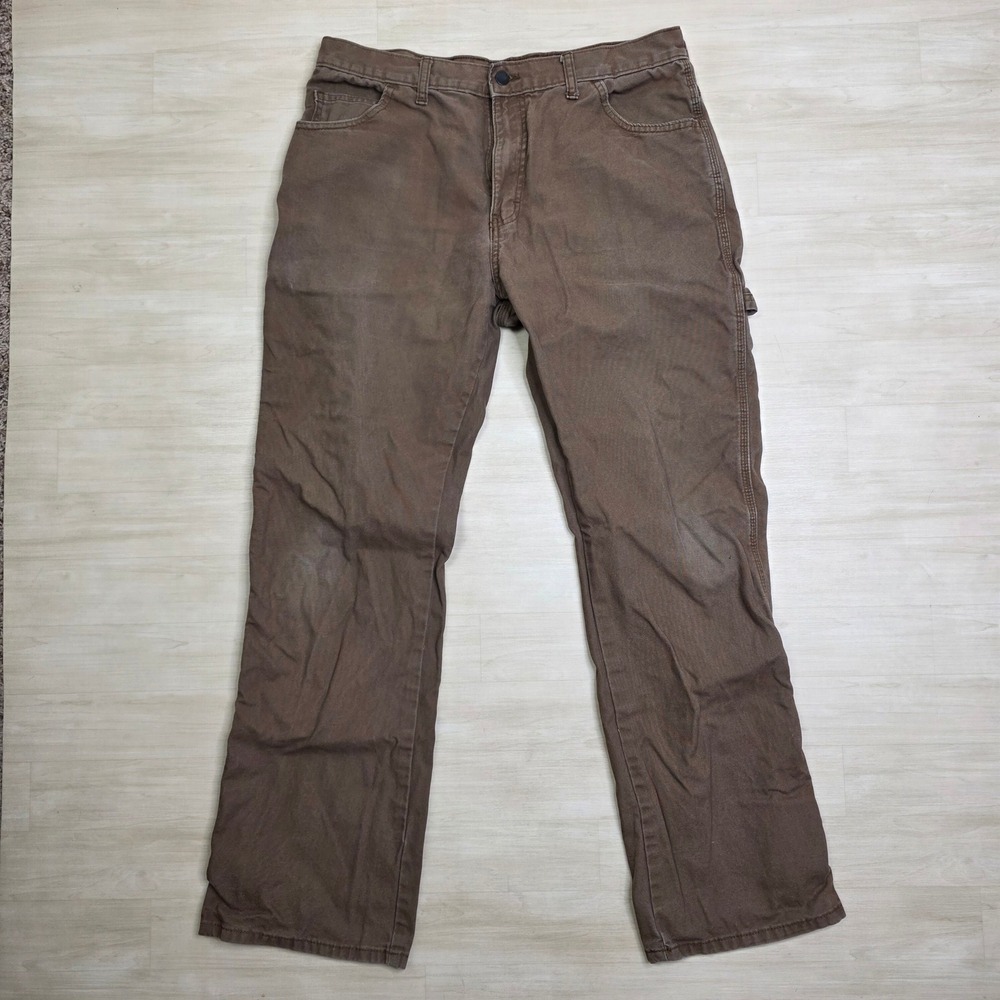 Genuine Dickies Mens Brown Duck Canvas Carpenter Pants EU202RTB 34x32